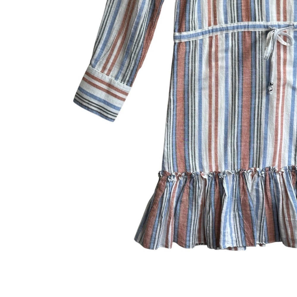 Veronica Beard Ardith Ruffled Striped Cotton Mini Shift Dress. Size XS - Picture 4 of 15